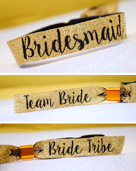 Bridesmaid Gold Hen Party Wristbands - Team Bride | Bride Tribe