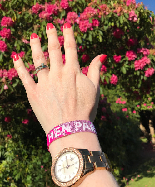 Hen Party Wristband Favours in Rose Gold, Pink and Purple