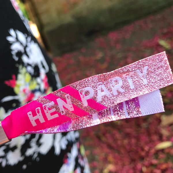 Hen Party Wristband Favours in Rose Gold, Pink and Purple