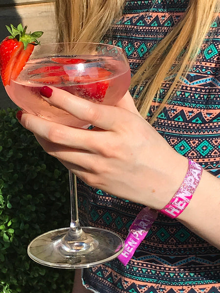 Hen Party Wristband Favours in Rose Gold, Pink and Purple