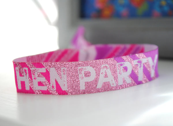 Hen Party Wristband Favours in Rose Gold, Pink and Purple