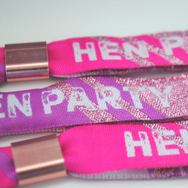 Hen Party Wristband Favours in Rose Gold, Pink and Purple