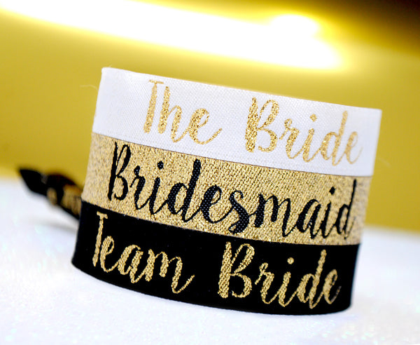 Bridesmaid Gold Hen Party Wristbands - Team Bride | Bride Tribe