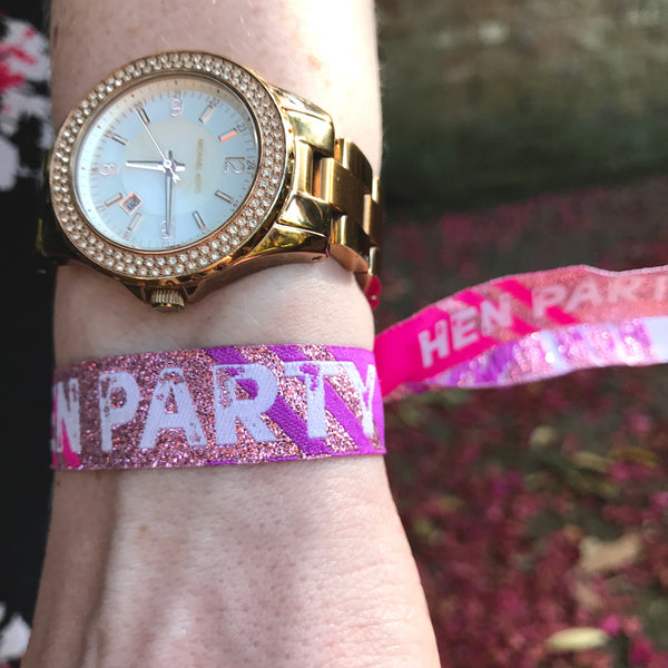Hen Party Wristband Favours in Rose Gold, Pink and Purple