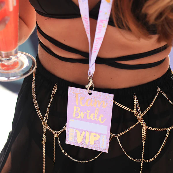 Team Bride 'Rose Gold' VIP Lanyard Pass Hen~Bachelorette Party Favours