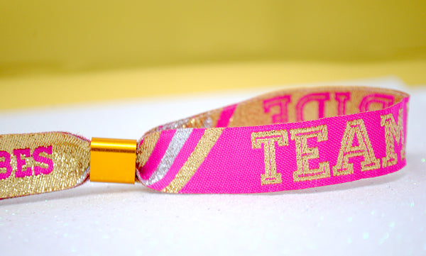 Team Bride (Pink & Gold) Cheerleader Style Hen Party Wristbands
