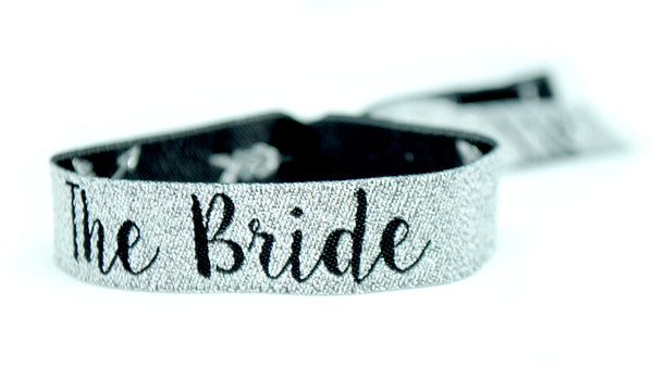 Team Bride Hen Party Wristbands - Silver & Black