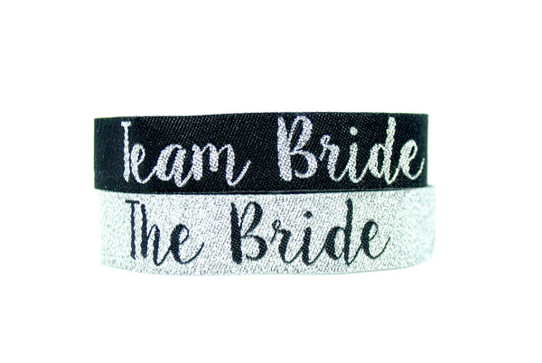 Team Bride Hen Party Wristbands - Silver & Black