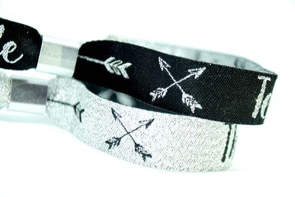 Team Bride Hen Party Wristbands - Silver & Black