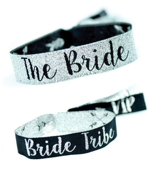 Bride Tribe (Silver & Black) Hen & Bachelorette Party Wristbands