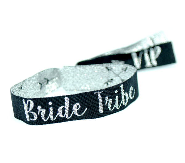 Bride Tribe (Silver & Black) Hen & Bachelorette Party Wristbands