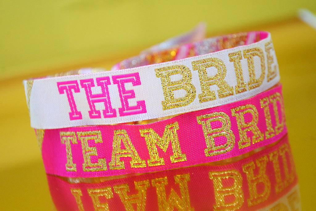 Team Bride (Pink Gold) Cheerleader Style Hen Party Wristbands