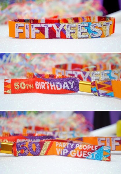 50th Birthday Party Festival Wristbands FIFTY FEST