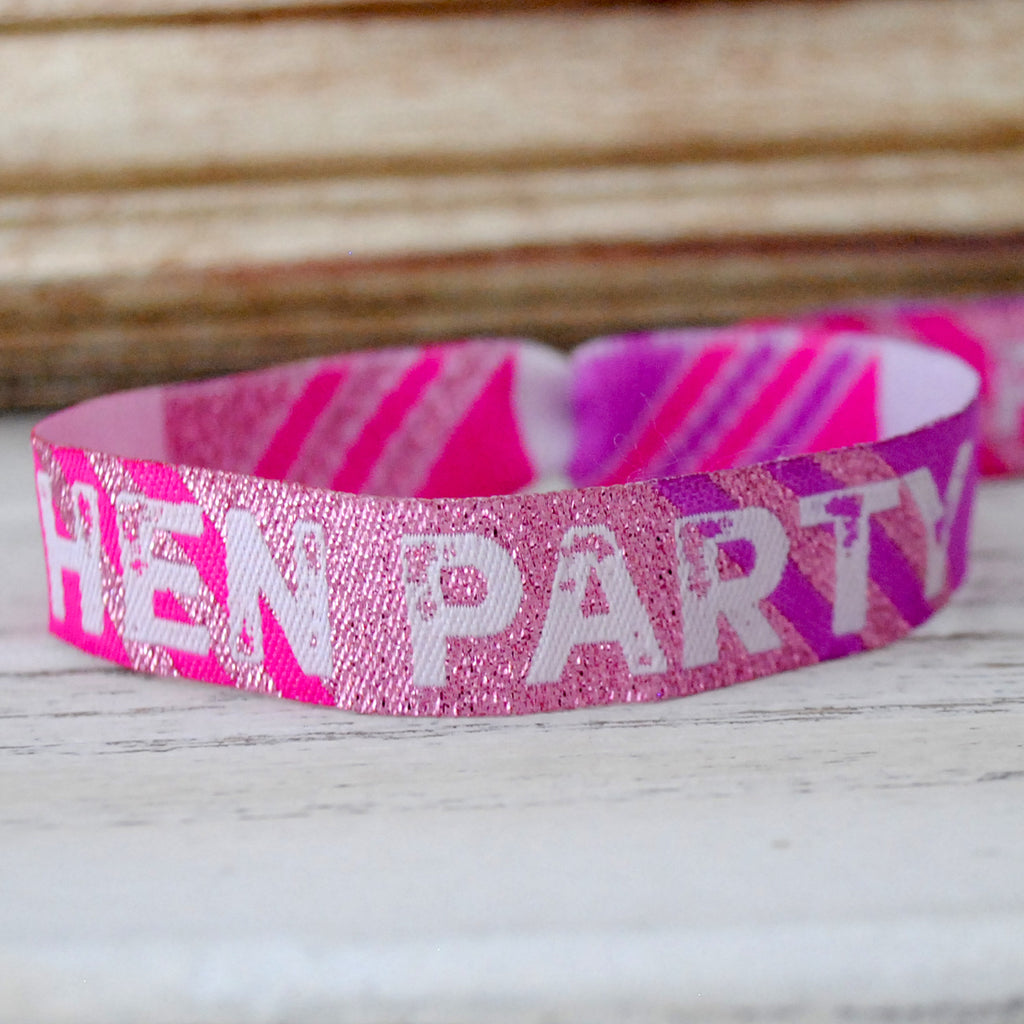 Hen Party Wristband Favours in Rose Gold, Pink and Purple