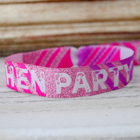 Hen Party Wristband Favours in Rose Gold, Pink and Purple