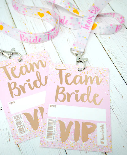 Team Bride 'Rose Gold' VIP Lanyard Pass Hen~Bachelorette Party Favours