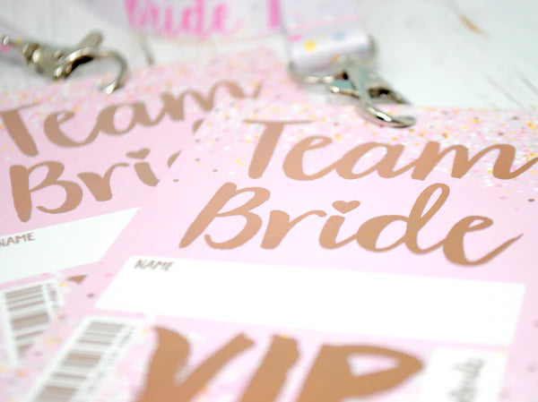 Team Bride 'Rose Gold' VIP Lanyard Pass Hen~Bachelorette Party Favours