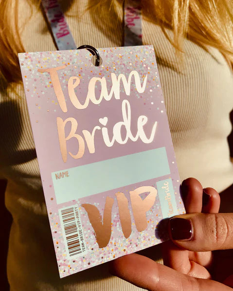 Team Bride 'Rose Gold' VIP Lanyard Pass Hen~Bachelorette Party Favours