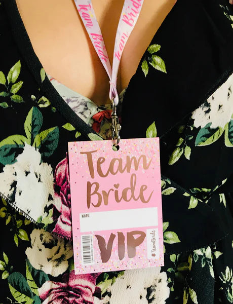 Team Bride 'Rose Gold' VIP Lanyard Pass Hen~Bachelorette Party Favours