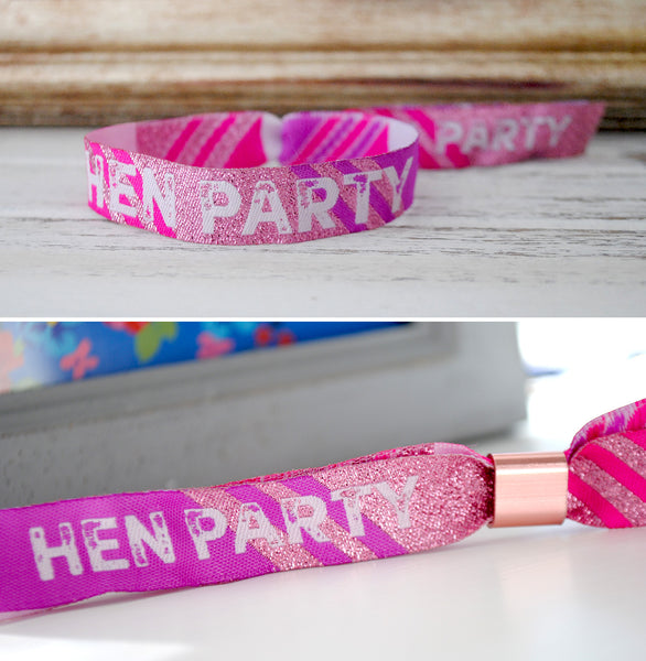 Hen Party Wristband Favours in Rose Gold, Pink and Purple
