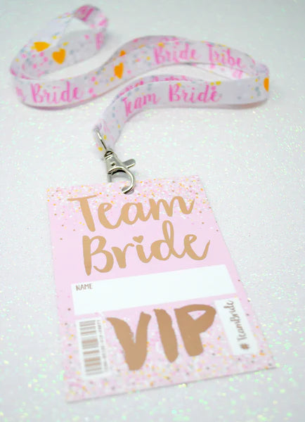 Team Bride 'Rose Gold' VIP Lanyard Pass Hen~Bachelorette Party Favours