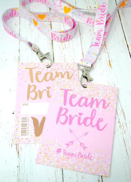 Team Bride 'Rose Gold' VIP Lanyard Pass Hen~Bachelorette Party Favours