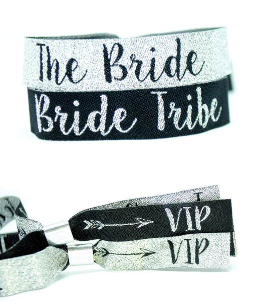 Bride Tribe (Silver & Black) Hen & Bachelorette Party Wristbands