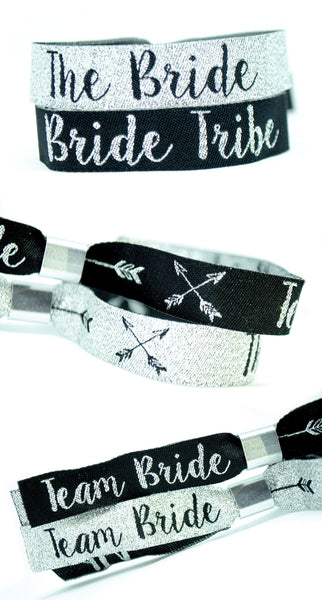 Bride Tribe (Silver & Black) Hen & Bachelorette Party Wristbands
