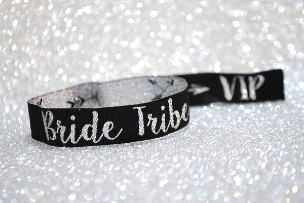 Bride Tribe (Silver & Black) Hen & Bachelorette Party Wristbands