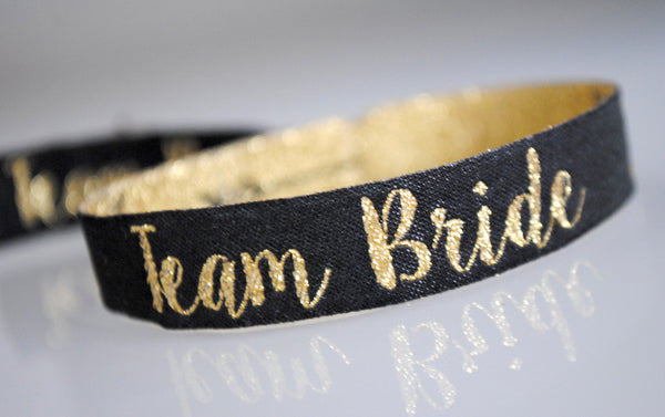 Team Bride Wristbands - Black & Gold