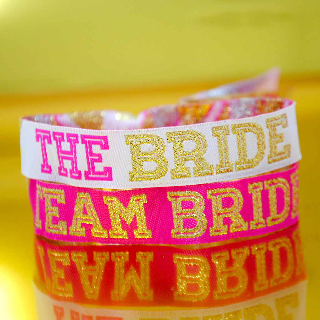 Team Bride (Pink Gold) Cheerleader Style Hen Party Wristbands
