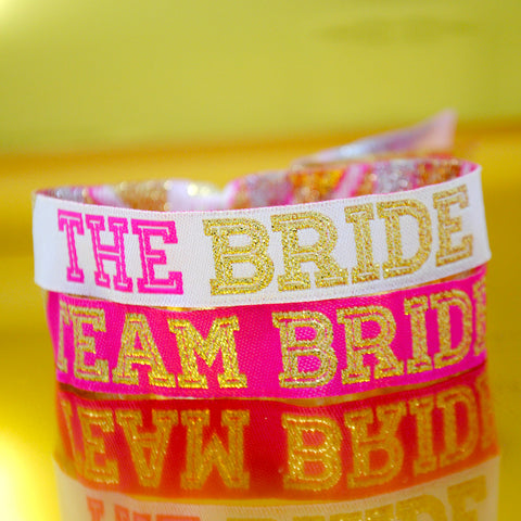 Team Bride (Pink & Gold) Cheerleader Style Hen Party Wristbands