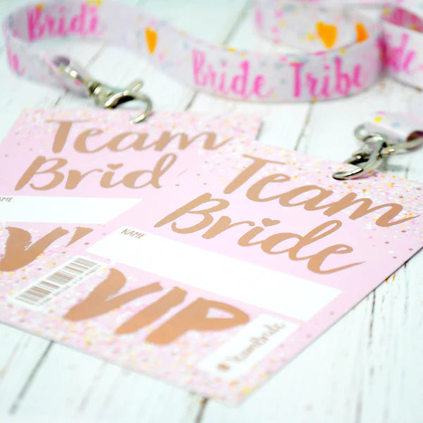Team Bride 'Rose Gold' VIP Lanyard Pass Hen~Bachelorette Party Favours
