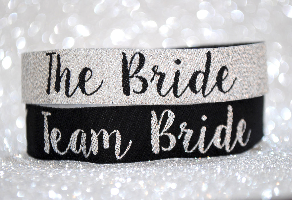 Team Bride Hen Party Wristbands Silver Black