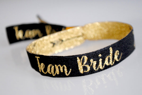 Team Bride Wristbands - Black & Gold