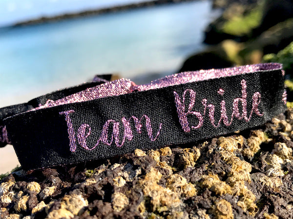 Team Bride Wristbands - Rose Gold & Black