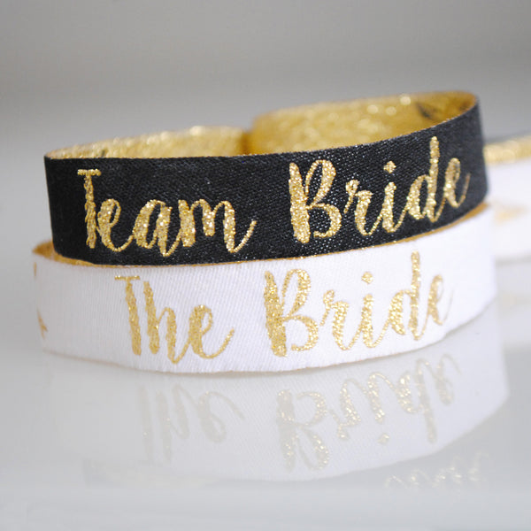 Team Bride Wristbands - Black & Gold