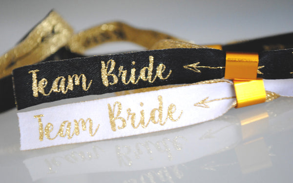 Team Bride Wristbands - Black & Gold