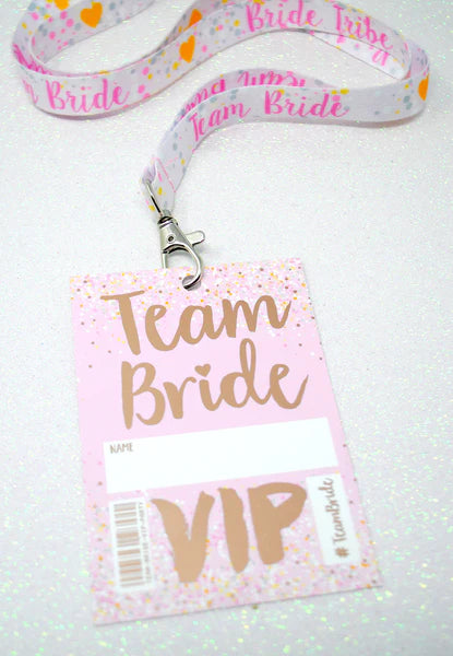 Team Bride 'Rose Gold' VIP Lanyard Pass Hen~Bachelorette Party Favours