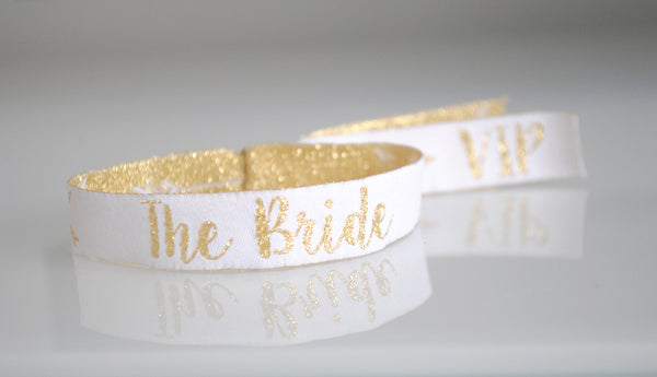 Team Bride Wristbands - Black & Gold