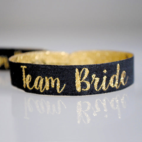 Team Bride Wristbands - Black & Gold