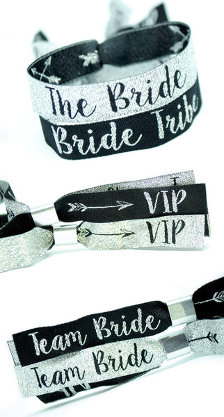 Bride Tribe (Silver & Black) Hen & Bachelorette Party Wristbands